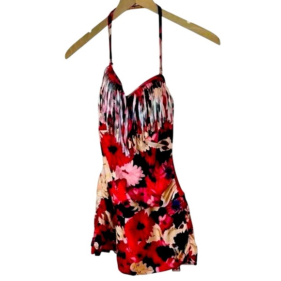 Meet.Curve Size 2XL Fringe One Piece Swimsuit Women Red - Picture 1 of 10